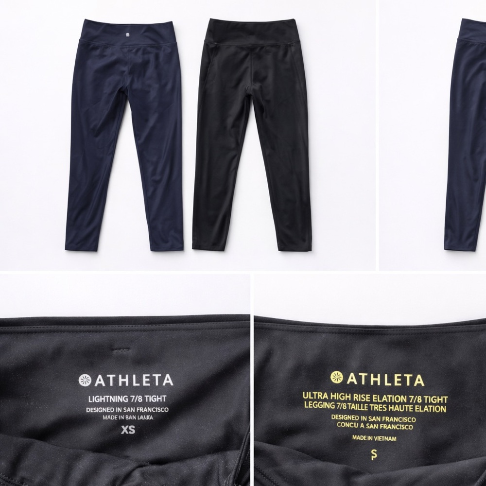 Athleta Lightning 7/8 Tights in Charcoal/Navy Blue Bundle